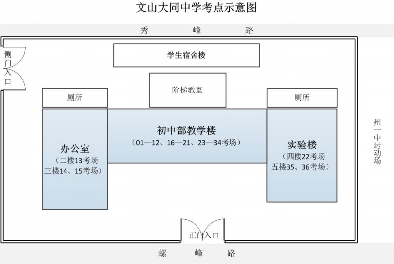 文山州2014年事業(yè)單位招聘考試考點(diǎn)示意圖