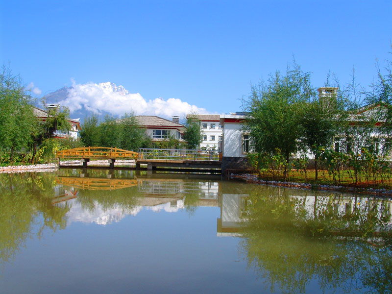 云南大學旅游文化學院——校園景觀圖(雪山與食堂)